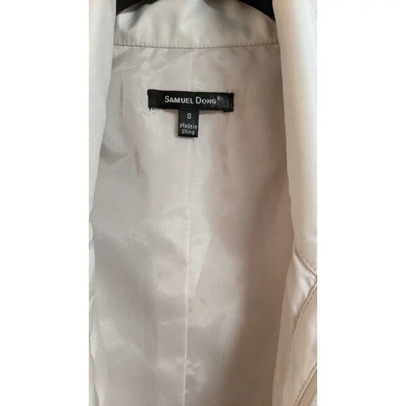 Women's Samuel Dong Champagne Ruffle Front Zippered Bubble Hem Coat Small - Picture 11 of 11